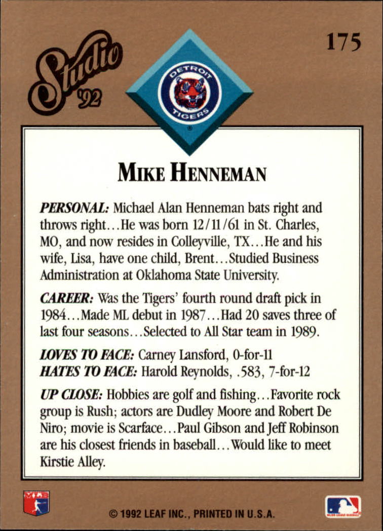B1883- 1992 Studio Baseball Karten 1-200 + Rookies -du Pick- 15 + Gratis US - Bild 343 von 393