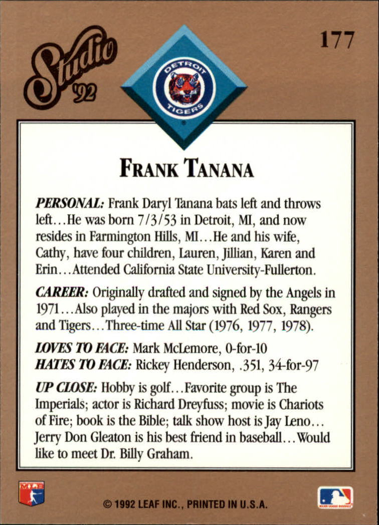 B1883- 1992 Studio Baseball Karten 1-200 + Rookies -du Pick- 15 + Gratis US - Bild 347 von 393