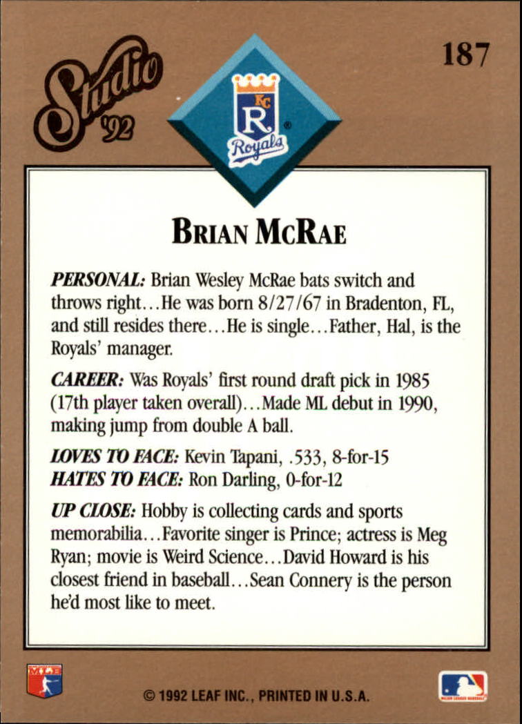 B1883- 1992 Studio Baseball Karten 1-200 + Rookies -du Pick- 15 + Gratis US - Bild 367 von 393
