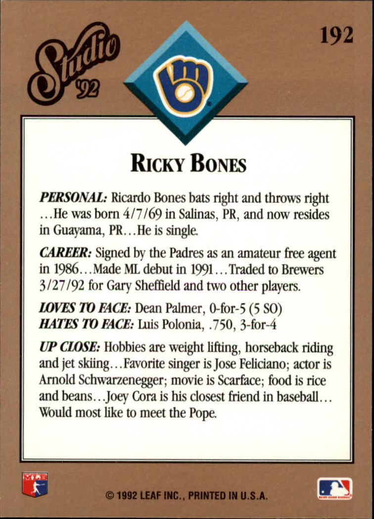 B1883- 1992 Studio Baseball Karten 1-200 + Rookies -du Pick- 15 + Gratis US - Bild 377 von 393