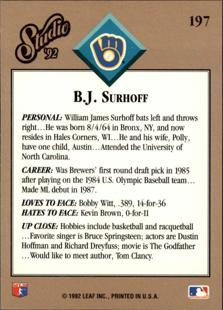 B1883- 1992 Studio Baseball Karten 1-200 + Rookies -du Pick- 15 + Gratis US - Bild 387 von 393