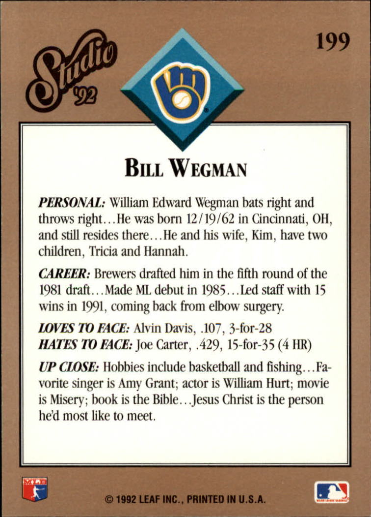 B1883- 1992 Studio Baseball Karten 1-200 + Rookies -du Pick- 15 + Gratis US - Bild 391 von 393