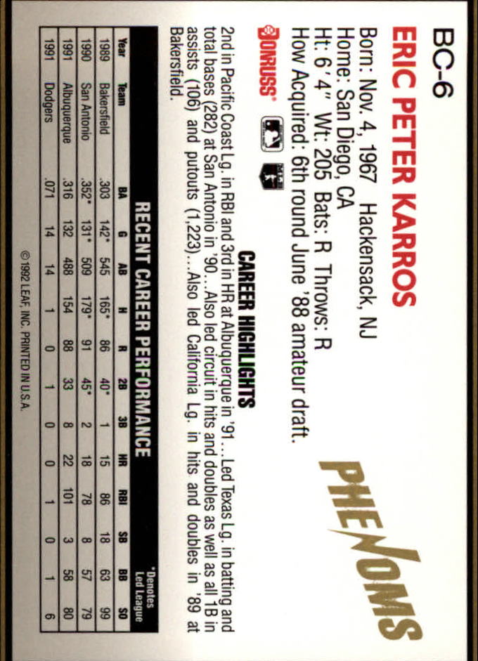 1992 Donruss Rookies Baseball "Phenoms" Insert Cards - Picture 13 of 31