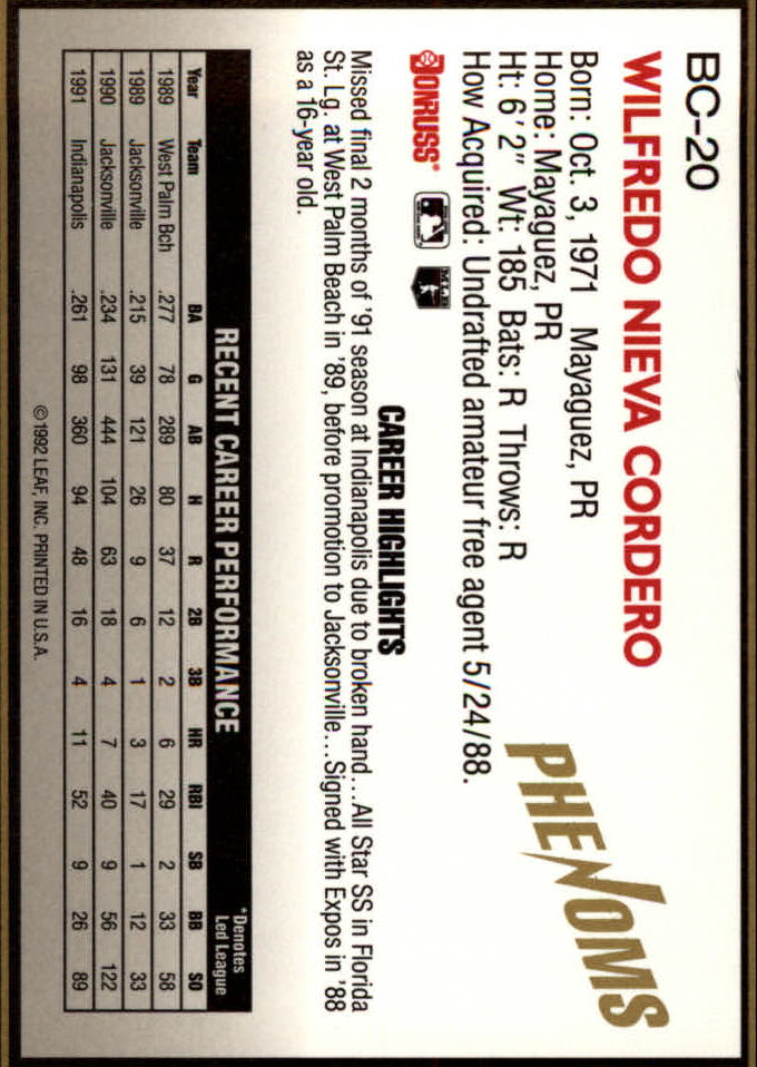 1992 Donruss Rookies Baseball "Phenoms" Insert Cards - Picture 31 of 31