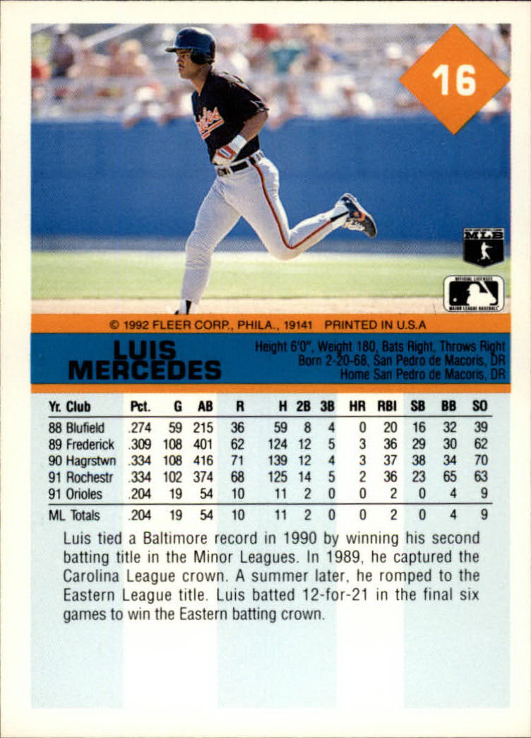 A2094- 1992 Fleer Baseball Card #s 1-250 +Rookies -You Pick- 15+ FREE US SHIP - Picture 33 of 495