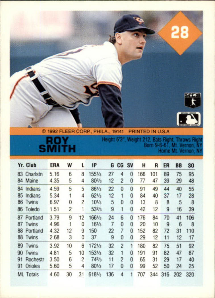 A2094- 1992 Fleer Baseball Card #s 1-250 +Rookies -You Pick- 15+ FREE US SHIP - Picture 57 of 495