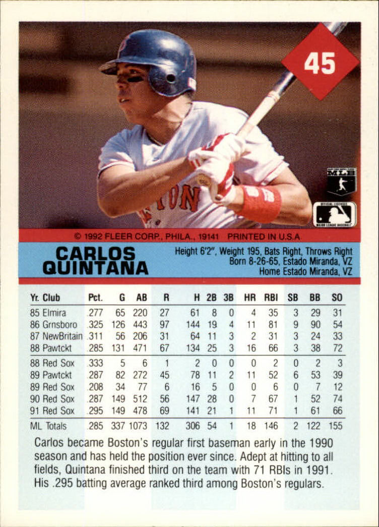 A2094- 1992 Fleer Baseball Card #s 1-250 +Rookies -You Pick- 15+ FREE US SHIP - Picture 91 of 495