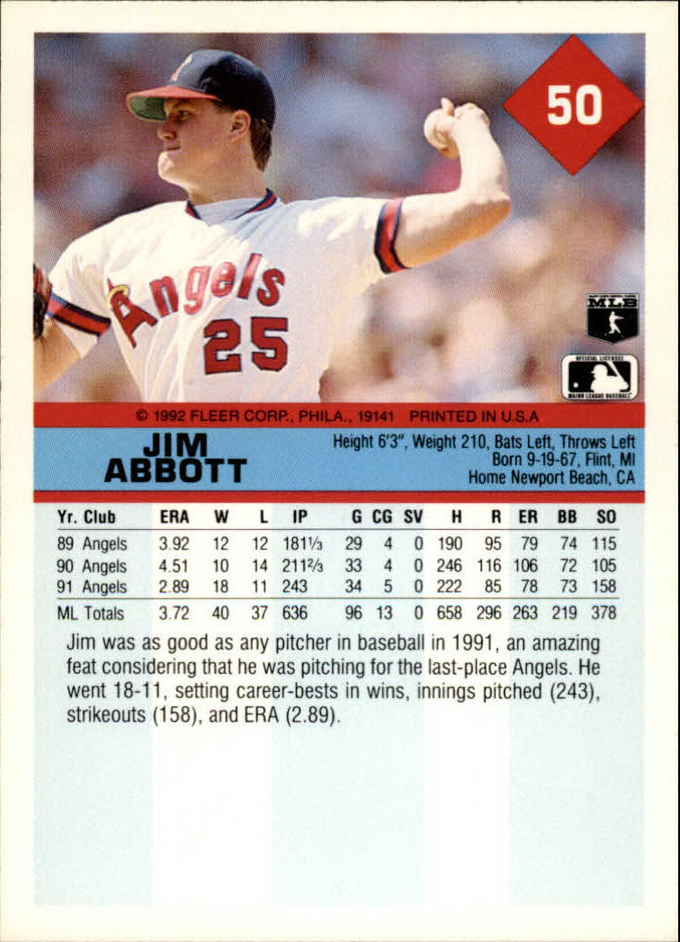 A2094- 1992 Fleer Baseball Card #s 1-250 +Rookies -You Pick- 15+ FREE US SHIP - Picture 101 of 495