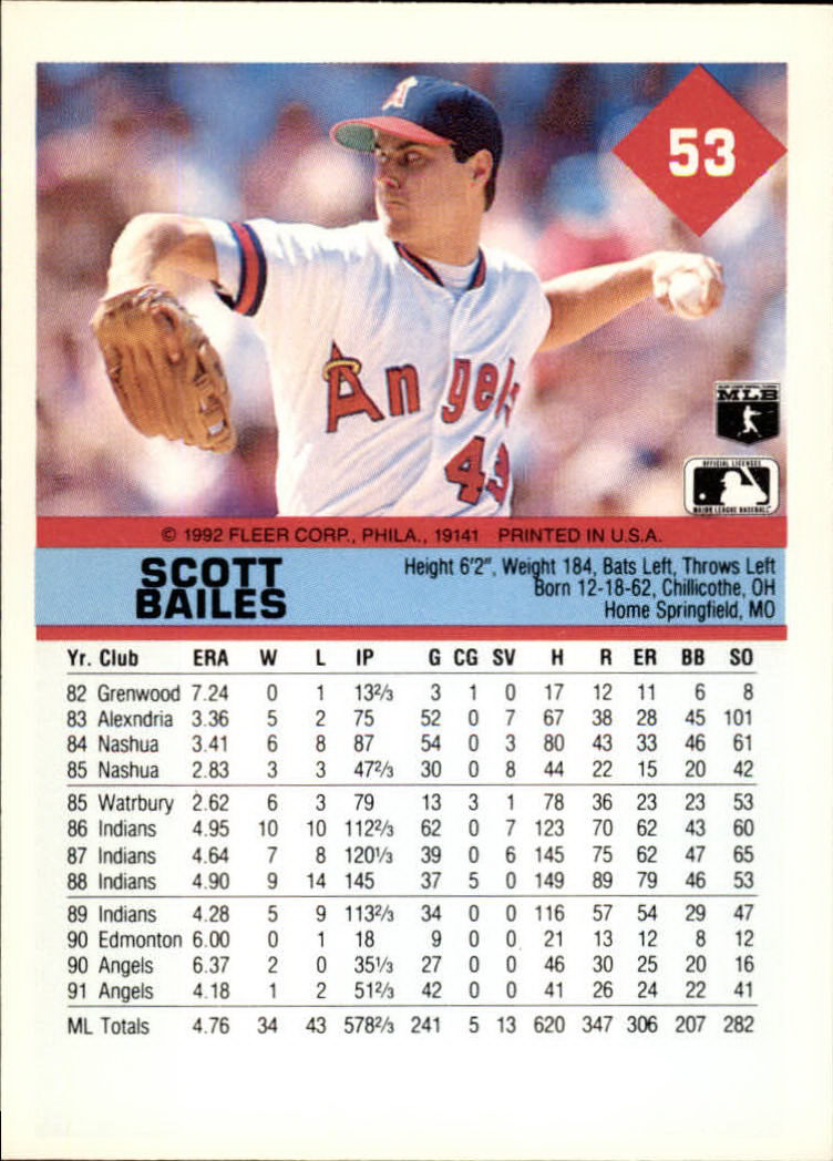 A2094- 1992 Fleer Baseball Card #s 1-250 +Rookies -You Pick- 15+ FREE US SHIP - Picture 107 of 495