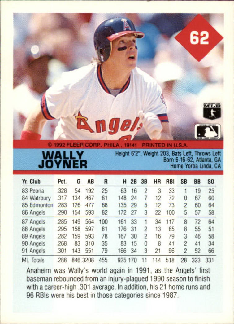 A2094- 1992 Fleer Baseball Card #s 1-250 +Rookies -You Pick- 15+ FREE US SHIP - Picture 125 of 495