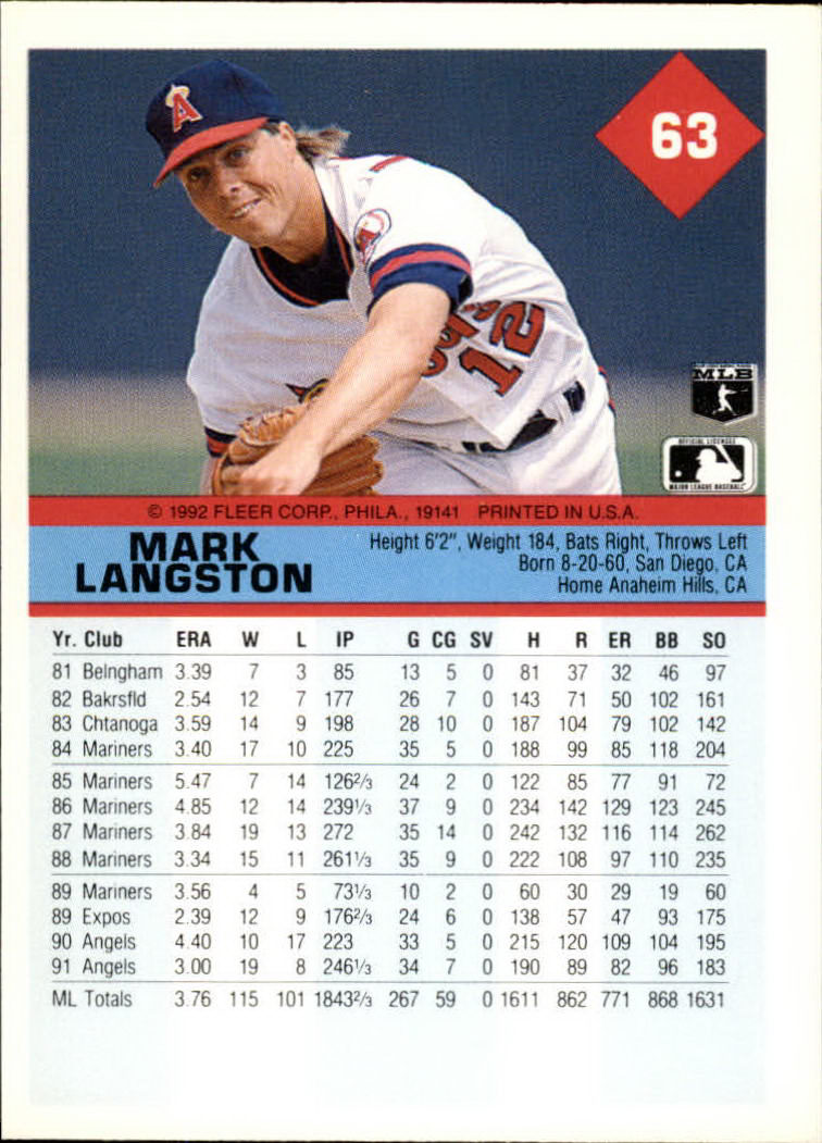 A2094- 1992 Fleer Baseball Card #s 1-250 +Rookies -You Pick- 15+ FREE US SHIP - Picture 127 of 495