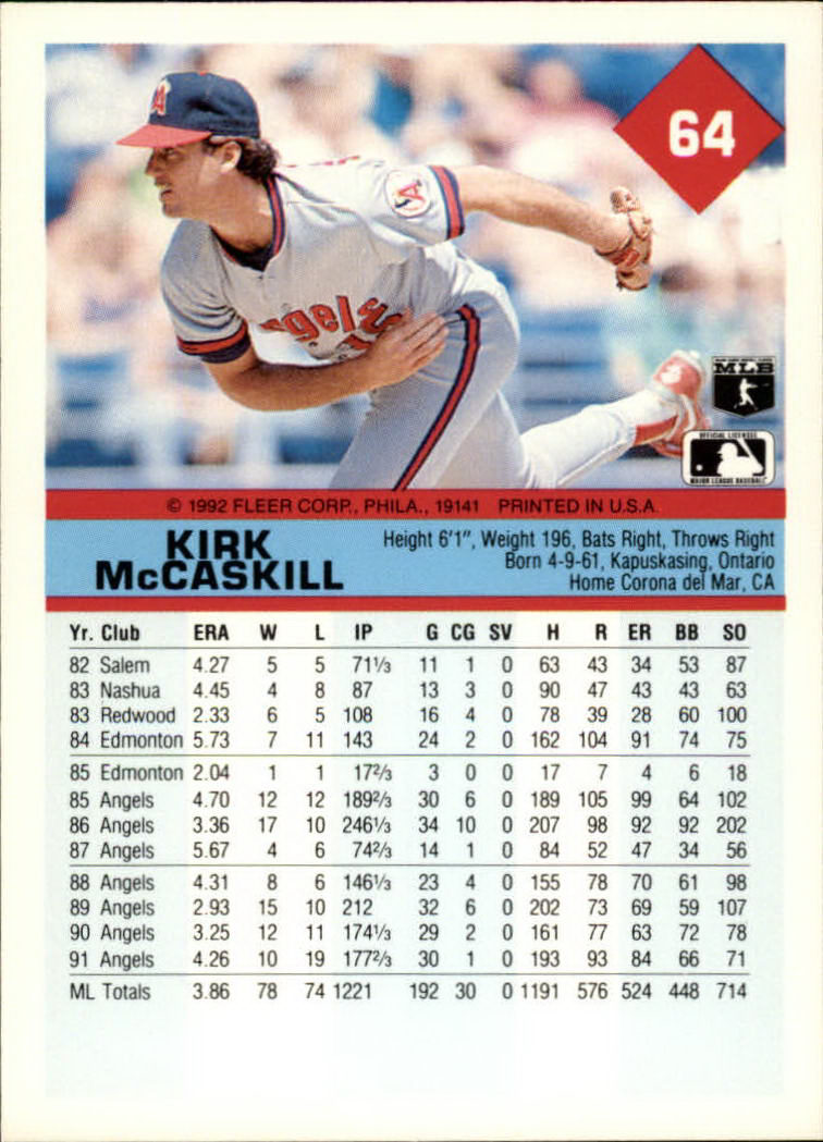 A2094- 1992 Fleer Baseball Card #s 1-250 +Rookies -You Pick- 15+ FREE US SHIP - Picture 129 of 495