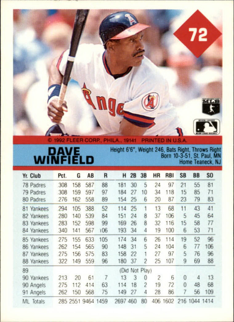 A2094- 1992 Fleer Baseball Card #s 1-250 +Rookies -You Pick- 15+ FREE US SHIP - Picture 145 of 495