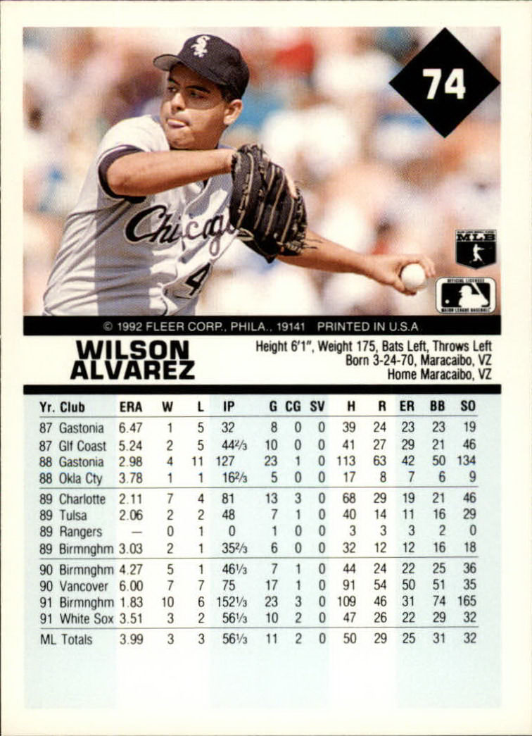 A2094- 1992 Fleer Baseball Card #s 1-250 +Rookies -You Pick- 15+ FREE US SHIP - Picture 149 of 495