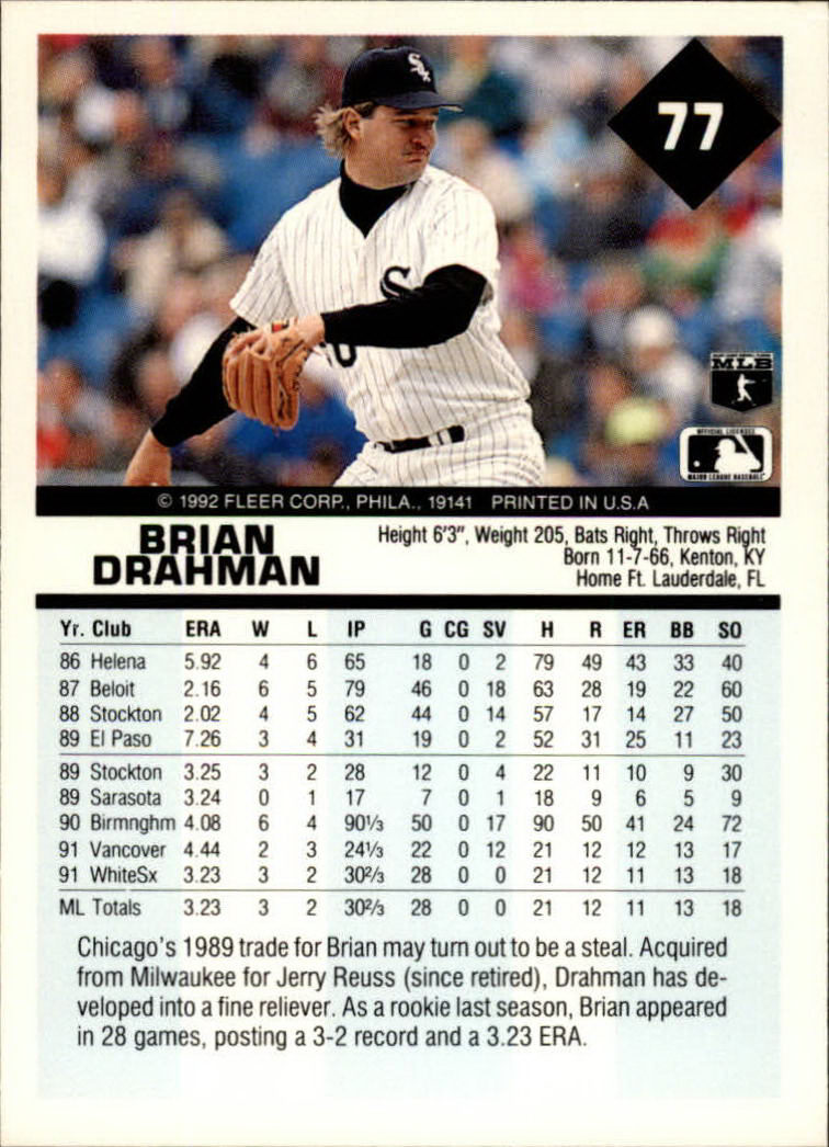 A2094- 1992 Fleer Baseball Card #s 1-250 +Rookies -You Pick- 15+ FREE US SHIP - Picture 155 of 495