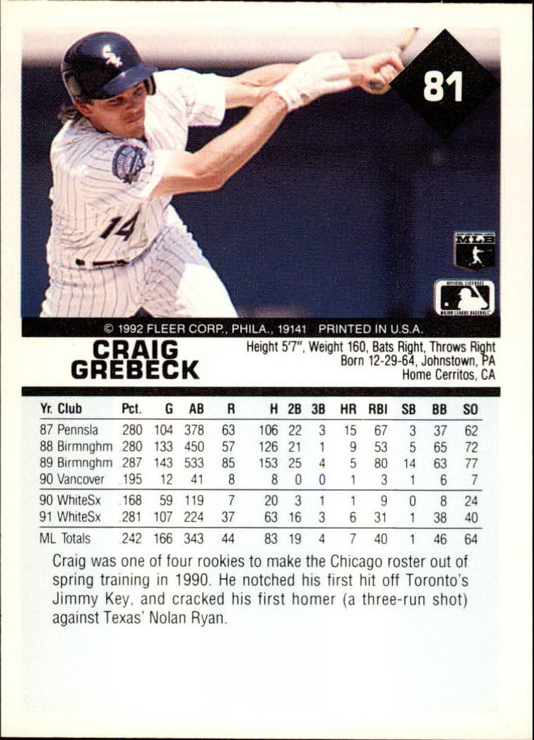 A2094- 1992 Fleer Baseball Card #s 1-250 +Rookies -You Pick- 15+ FREE US SHIP - Picture 163 of 495