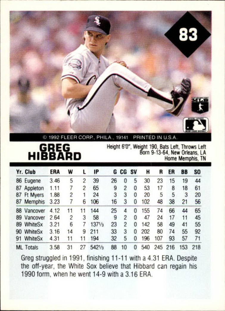 A2094- 1992 Fleer Baseball Card #s 1-250 +Rookies -You Pick- 15+ FREE US SHIP - Picture 167 of 495