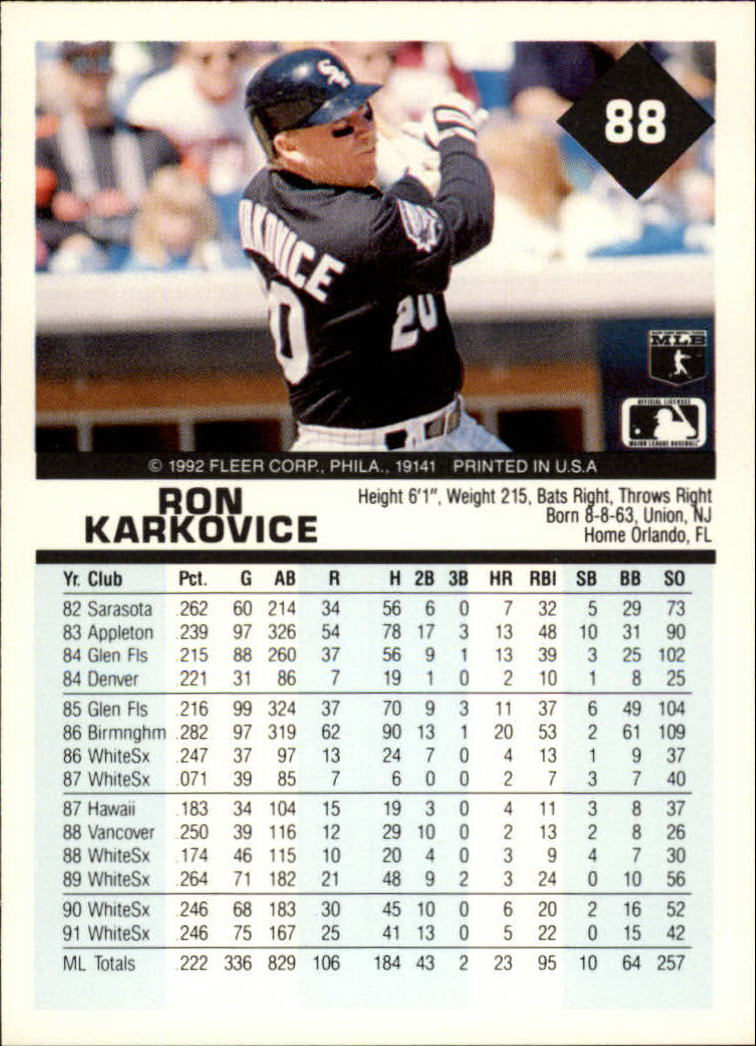 A2094- 1992 Fleer Baseball Card #s 1-250 +Rookies -You Pick- 15+ FREE US SHIP - Picture 175 of 495