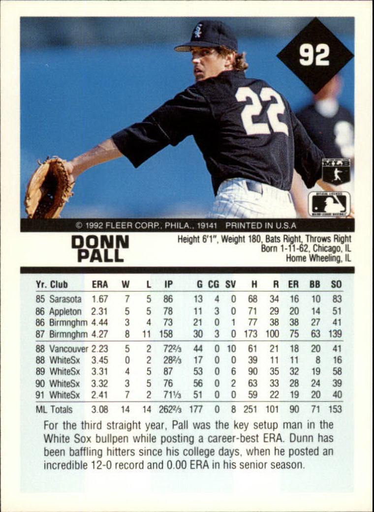 A2094- 1992 Fleer Baseball Card #s 1-250 +Rookies -You Pick- 15+ FREE US SHIP - Picture 183 of 495