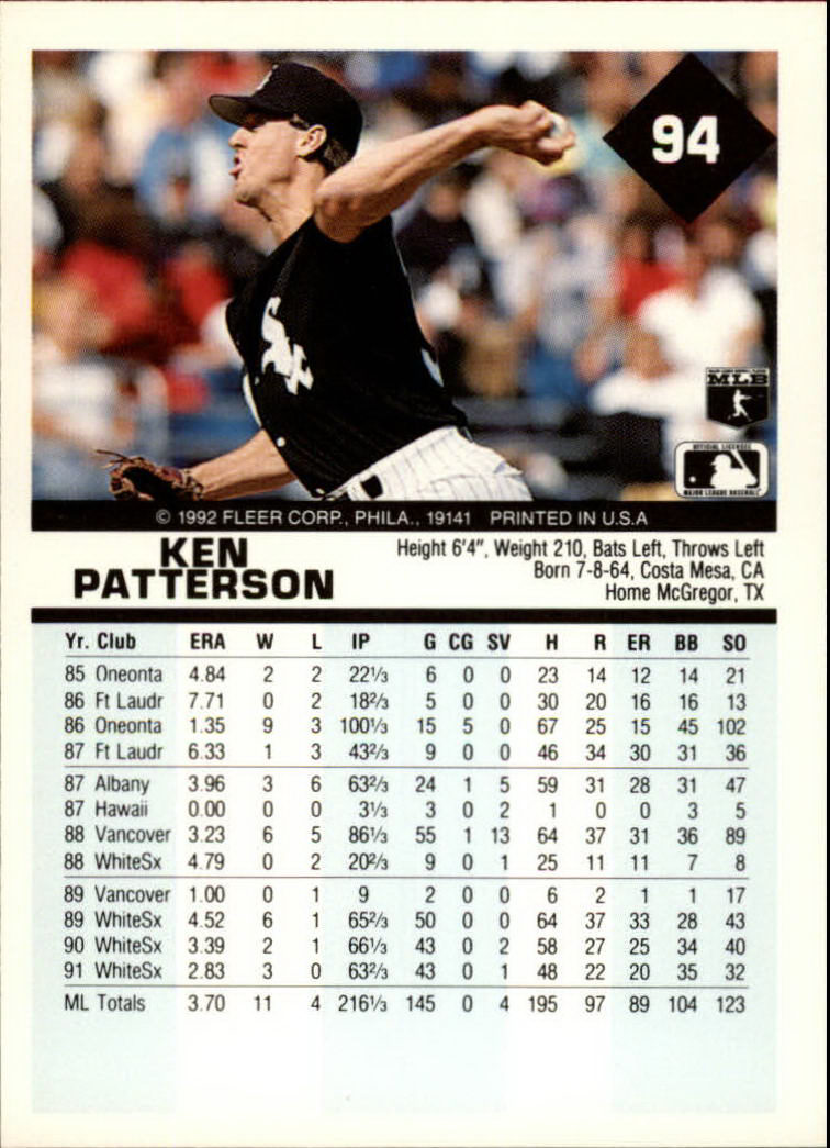 A2094- 1992 Fleer Baseball Card #s 1-250 +Rookies -You Pick- 15+ FREE US SHIP - Picture 187 of 495