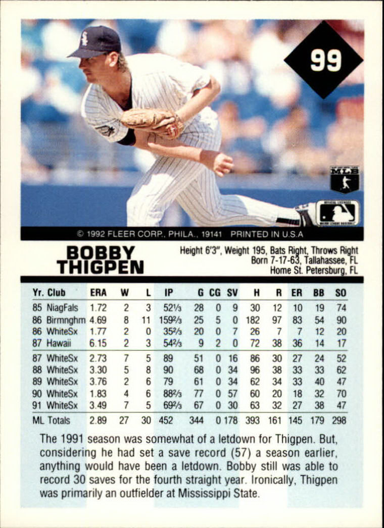 A2094- 1992 Fleer Baseball Card #s 1-250 +Rookies -You Pick- 15+ FREE US SHIP - Picture 197 of 495