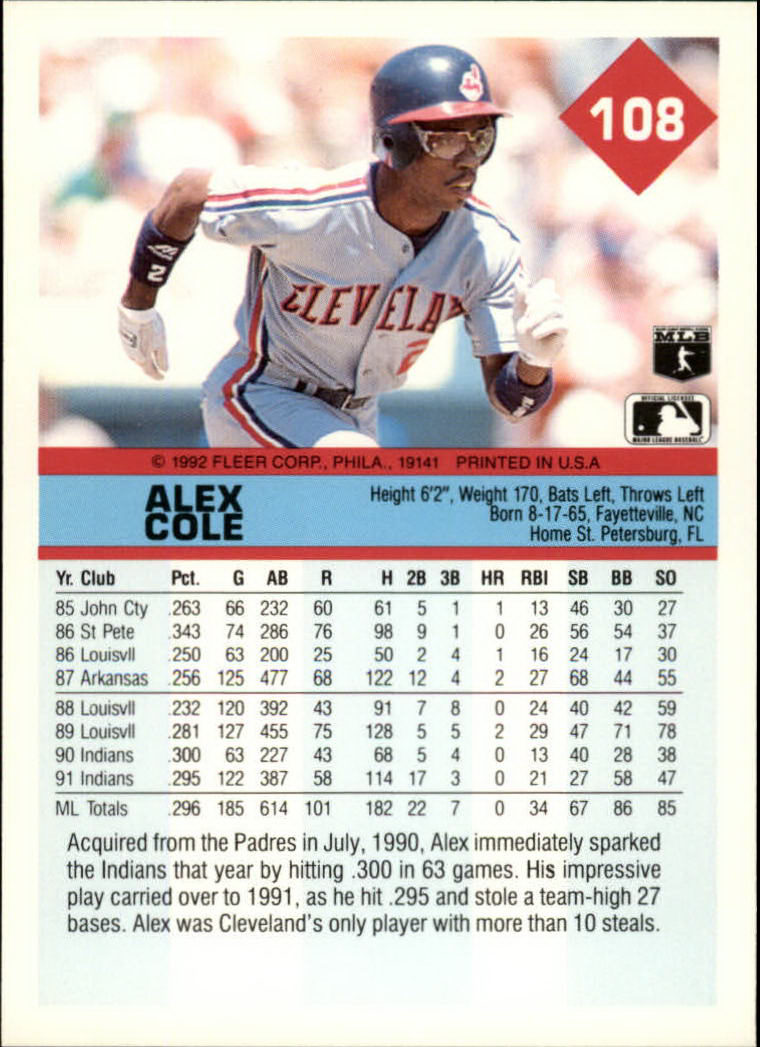 A2094- 1992 Fleer Baseball Card #s 1-250 +Rookies -You Pick- 15+ FREE US SHIP - Picture 213 of 495