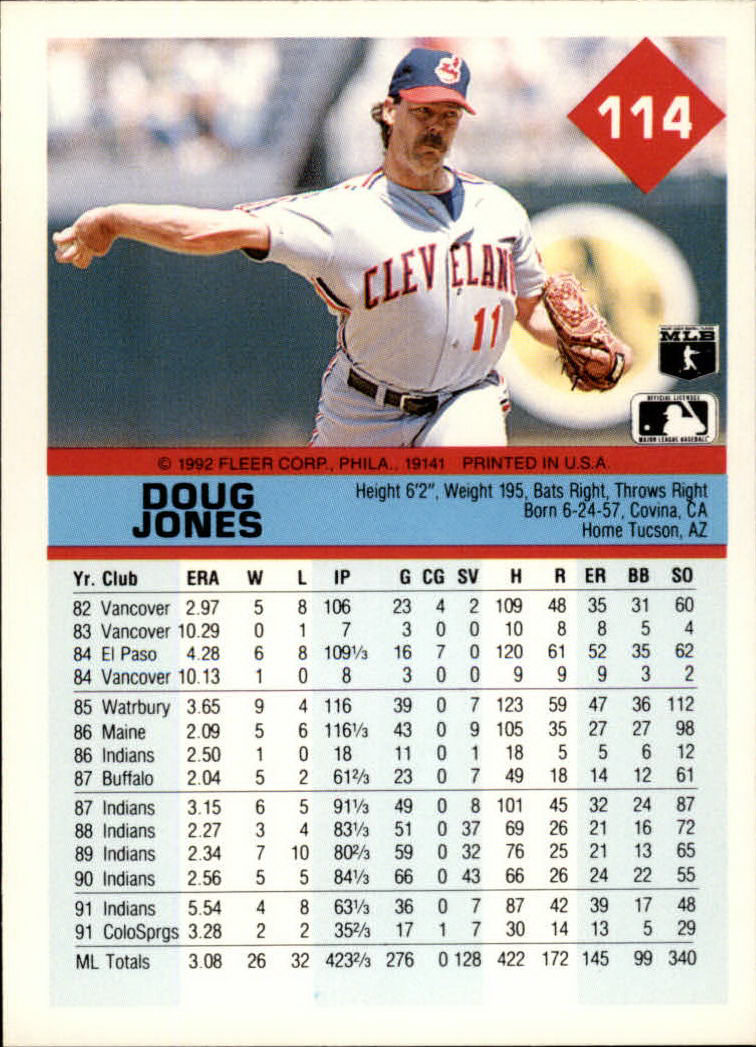 A2094- 1992 Fleer Baseball Card #s 1-250 +Rookies -You Pick- 15+ FREE US SHIP - Picture 225 of 495
