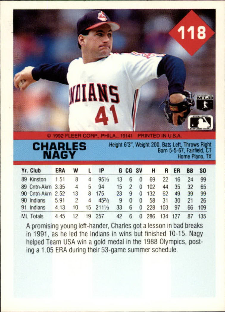 A2094- 1992 Fleer Baseball Card #s 1-250 +Rookies -You Pick- 15+ FREE US SHIP - Picture 233 of 495