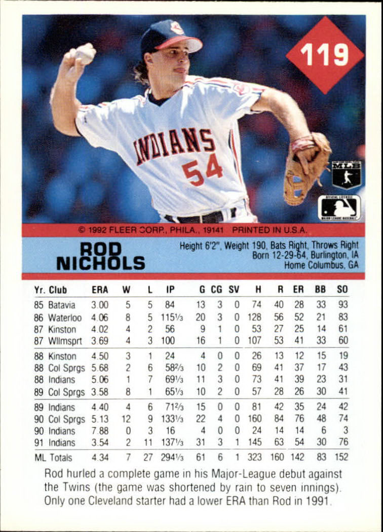 A2094- 1992 Fleer Baseball Card #s 1-250 +Rookies -You Pick- 15+ FREE US SHIP - Picture 235 of 495