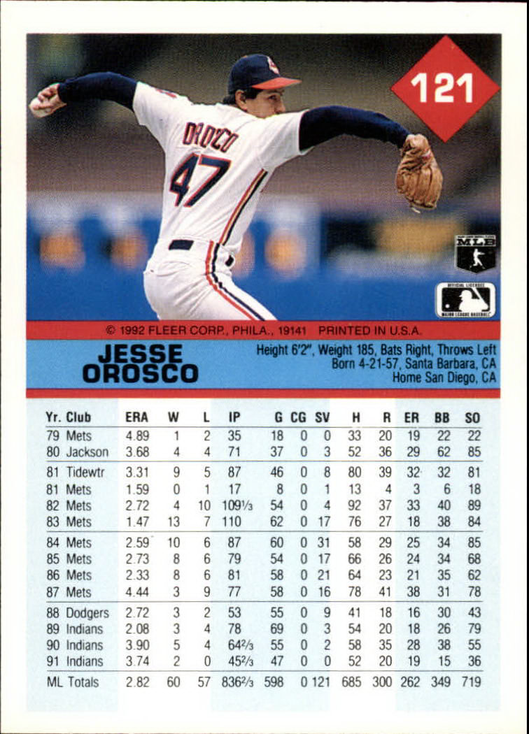 A2094- 1992 Fleer Baseball Card #s 1-250 +Rookies -You Pick- 15+ FREE US SHIP - Picture 239 of 495