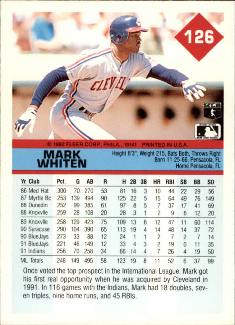A2094- 1992 Fleer Baseball Card #s 1-250 +Rookies -You Pick- 15+ FREE US SHIP - Picture 249 of 495