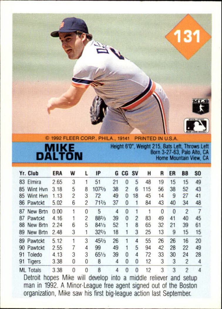 A2094- 1992 Fleer Baseball Card #s 1-250 +Rookies -You Pick- 15+ FREE US SHIP - Picture 259 of 495