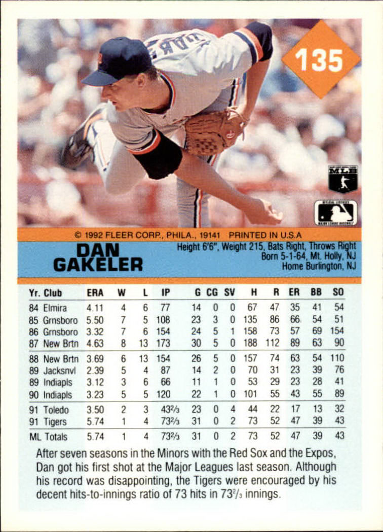 A2094- 1992 Fleer Baseball Card #s 1-250 +Rookies -You Pick- 15+ FREE US SHIP - Picture 267 of 495