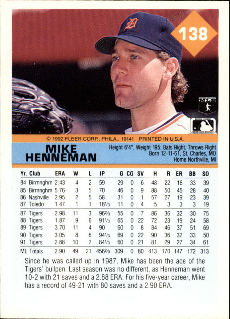 A2094- 1992 Fleer Baseball Card #s 1-250 +Rookies -You Pick- 15+ FREE US SHIP - Picture 273 of 495