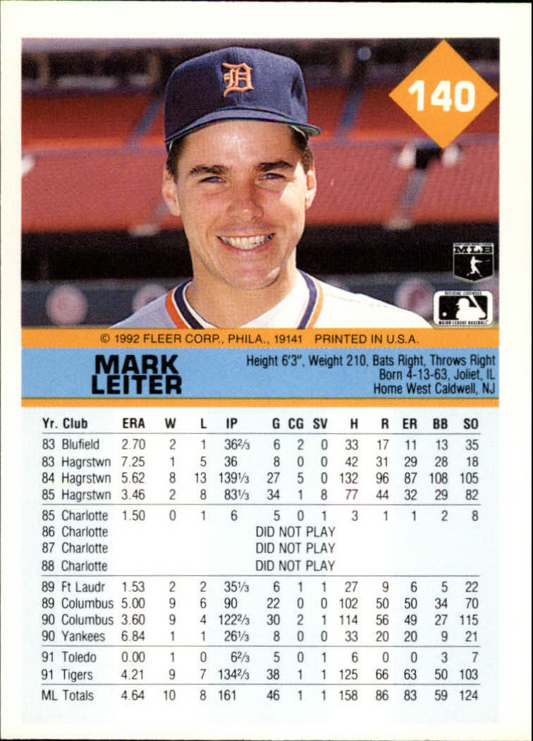 A2094- 1992 Fleer Baseball Card #s 1-250 +Rookies -You Pick- 15+ FREE US SHIP - Picture 277 of 495