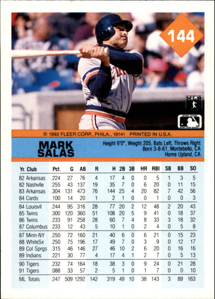 A2094- 1992 Fleer Baseball Card #s 1-250 +Rookies -You Pick- 15+ FREE US SHIP - Picture 285 of 495
