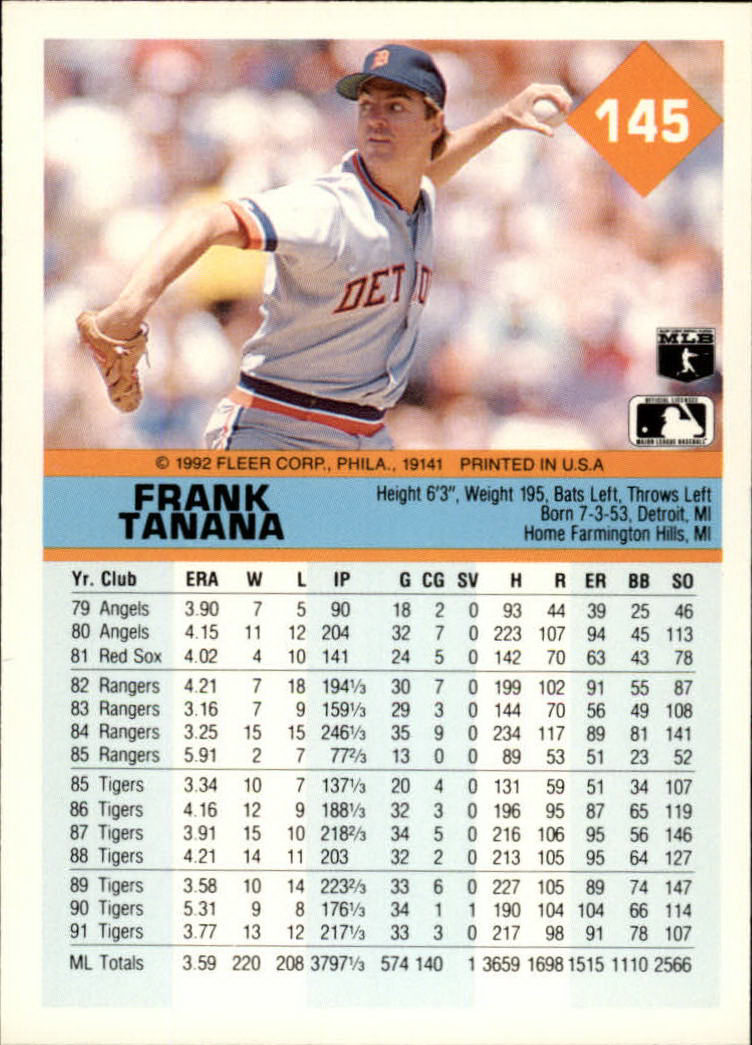 A2094- 1992 Fleer Baseball Card #s 1-250 +Rookies -You Pick- 15+ FREE US SHIP - Picture 287 of 495