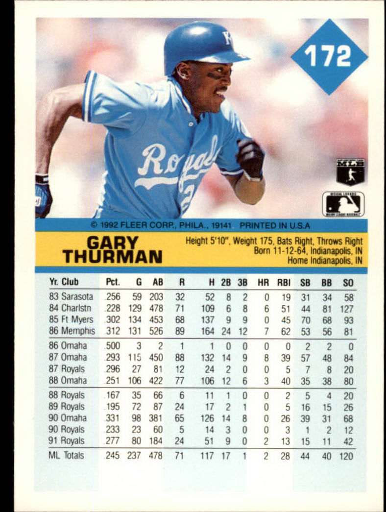 A2094- 1992 Fleer Baseball Card #s 1-250 +Rookies -You Pick- 15+ FREE US SHIP - Picture 341 of 495