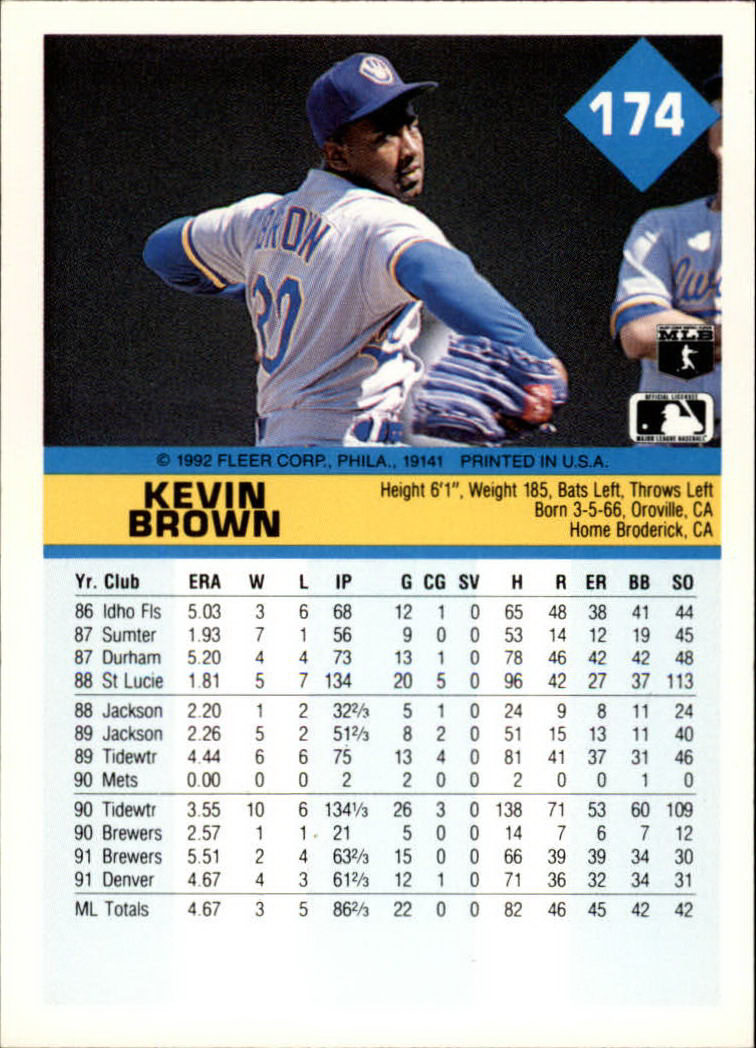 A2094- 1992 Fleer Baseball Card #s 1-250 +Rookies -You Pick- 15+ FREE US SHIP - Picture 345 of 495