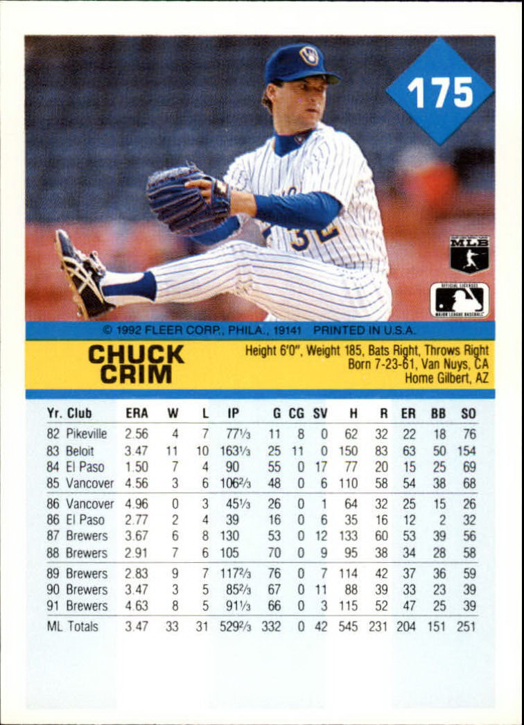 A2094- 1992 Fleer Baseball Card #s 1-250 +Rookies -You Pick- 15+ FREE US SHIP - Picture 347 of 495
