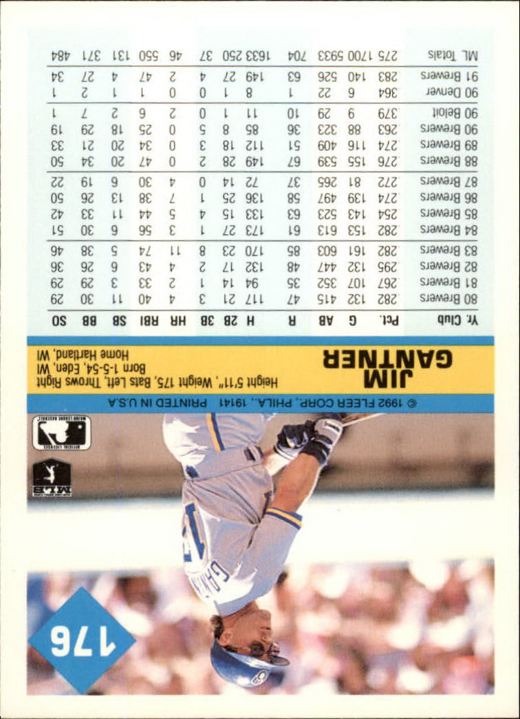 A2094- 1992 Fleer Baseball Card #s 1-250 +Rookies -You Pick- 15+ FREE US SHIP - Picture 355 of 495