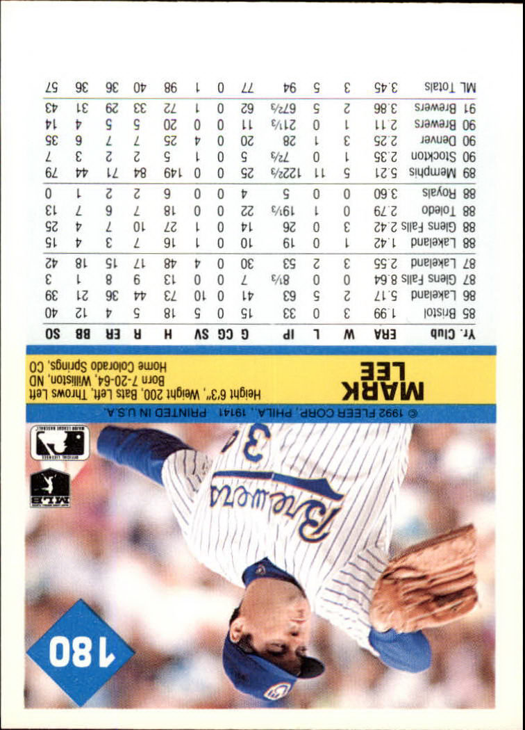 A2094- 1992 Fleer Baseball Card #s 1-250 +Rookies -You Pick- 15+ FREE US SHIP - Picture 357 of 495
