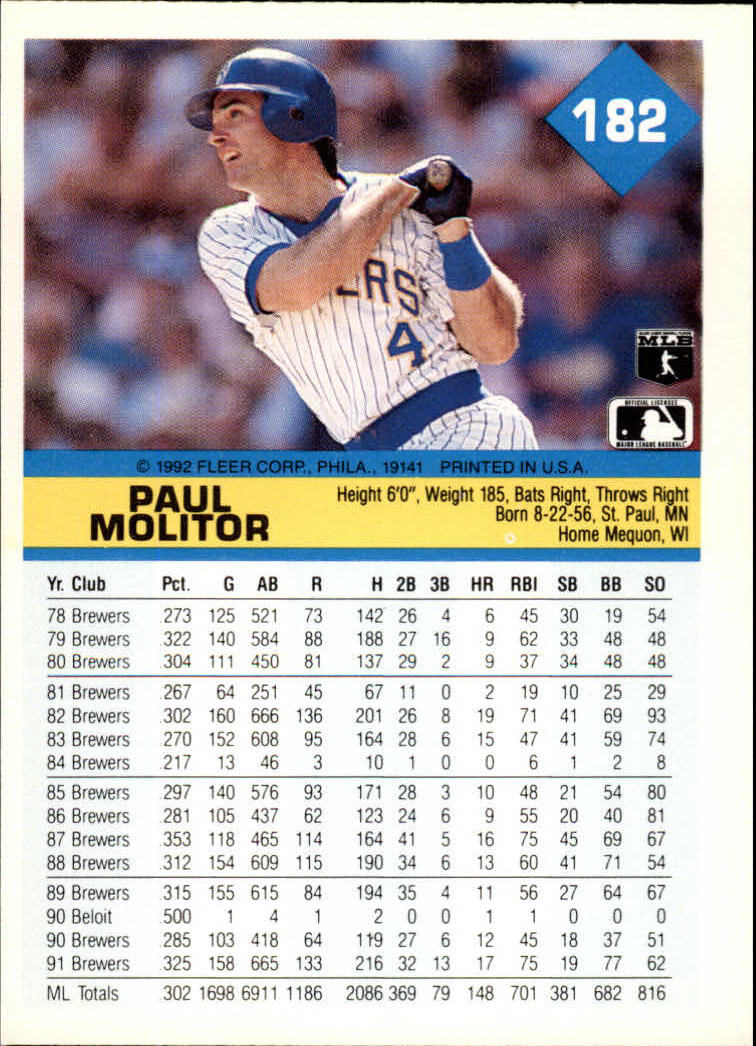 A2094- 1992 Fleer Baseball Card #s 1-250 +Rookies -You Pick- 15+ FREE US SHIP - Picture 361 of 495