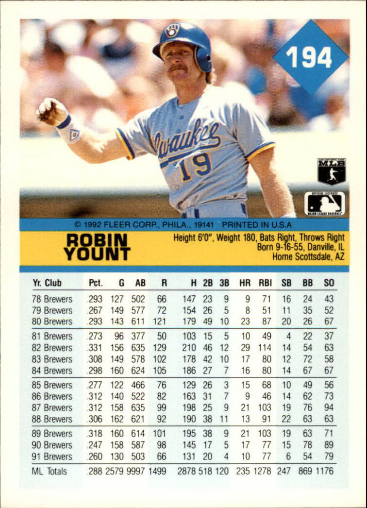 A2094- 1992 Fleer Baseball Card #s 1-250 +Rookies -You Pick- 15+ FREE US SHIP - Picture 385 of 495