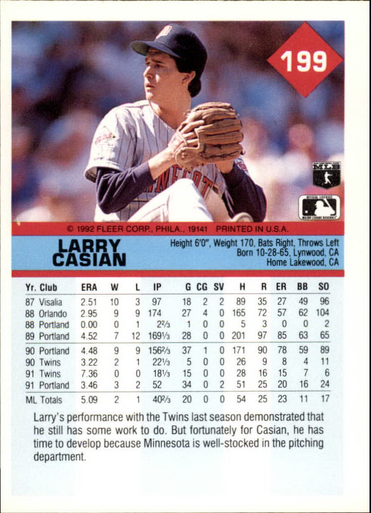 A2094- 1992 Fleer Baseball Card #s 1-250 +Rookies -You Pick- 15+ FREE US SHIP - Picture 395 of 495