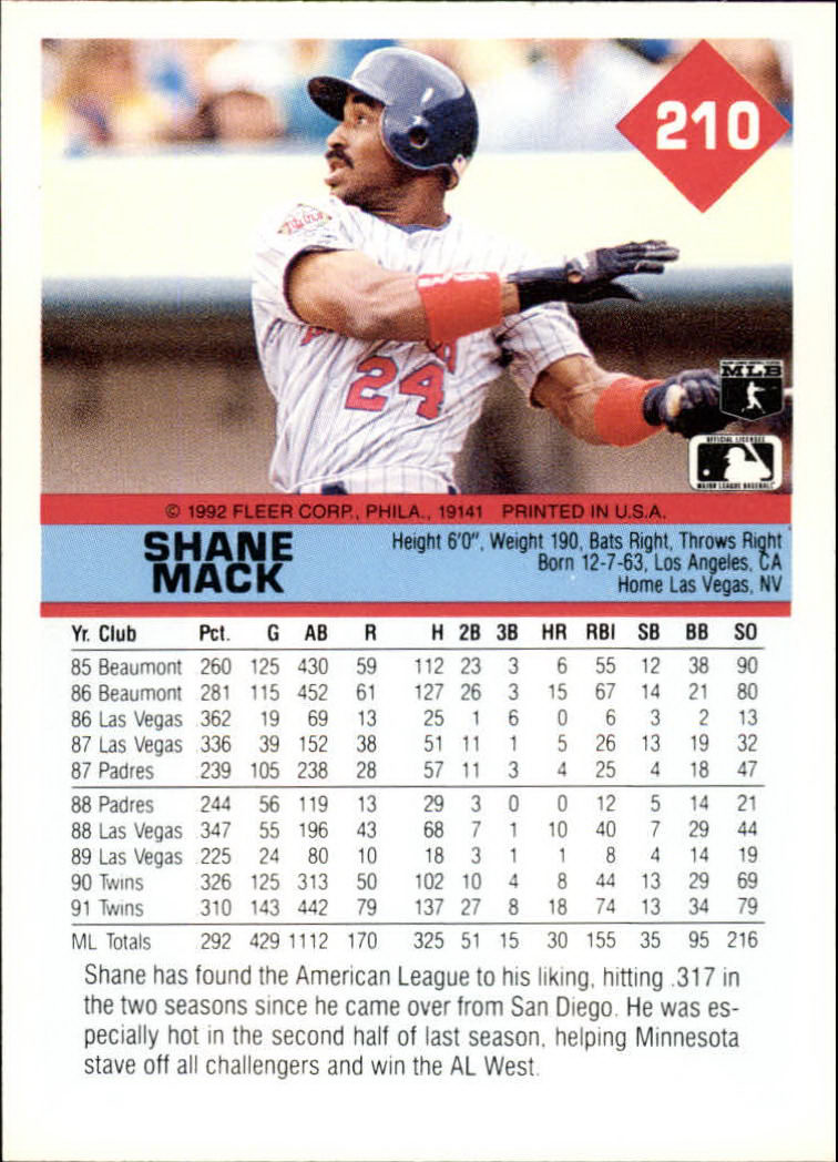 A2094- 1992 Fleer Baseball Card #s 1-250 +Rookies -You Pick- 15+ FREE US SHIP - Picture 417 of 495
