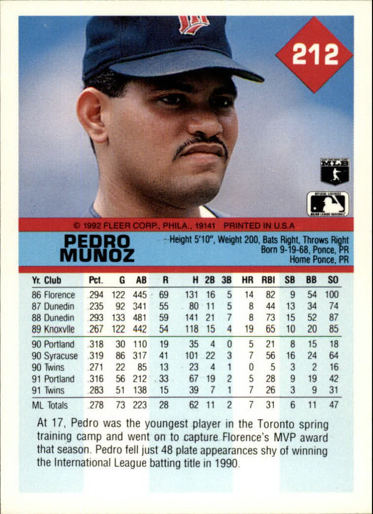 A2094- 1992 Fleer Baseball Card #s 1-250 +Rookies -You Pick- 15+ FREE US SHIP - Picture 421 of 495