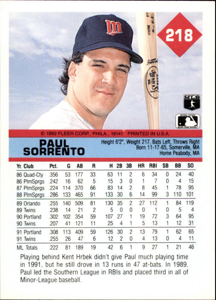 A2094- 1992 Fleer Baseball Card #s 1-250 +Rookies -You Pick- 15+ FREE US SHIP - Picture 433 of 495