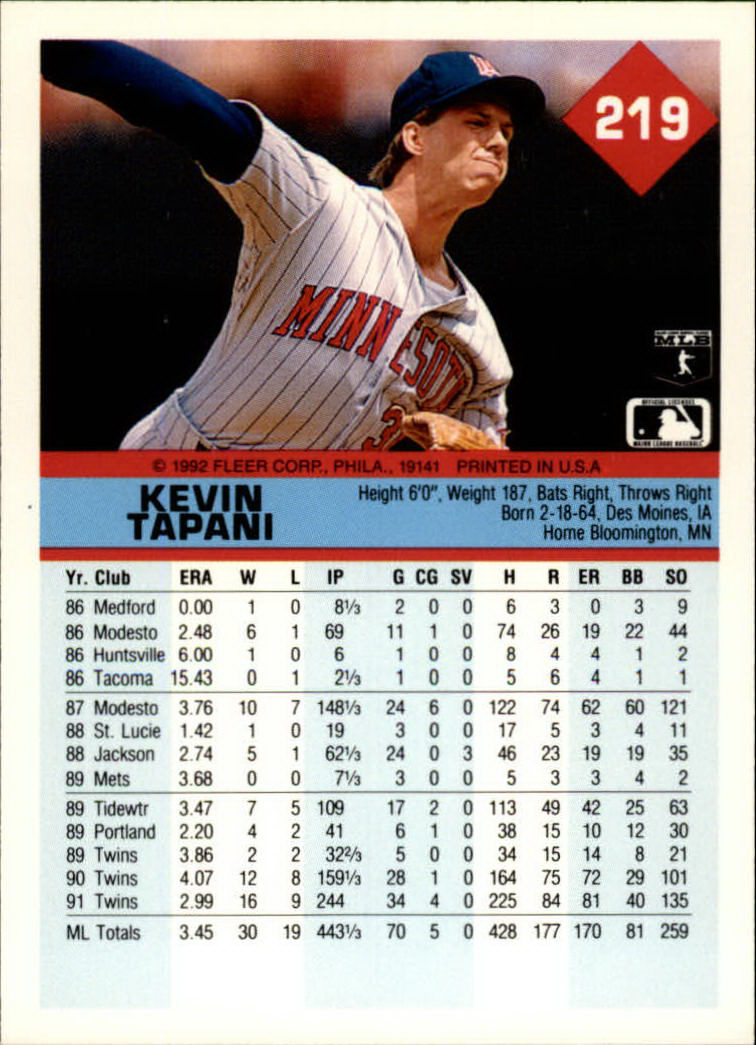 A2094- 1992 Fleer Baseball Card #s 1-250 +Rookies -You Pick- 15+ FREE US SHIP - Picture 435 of 495