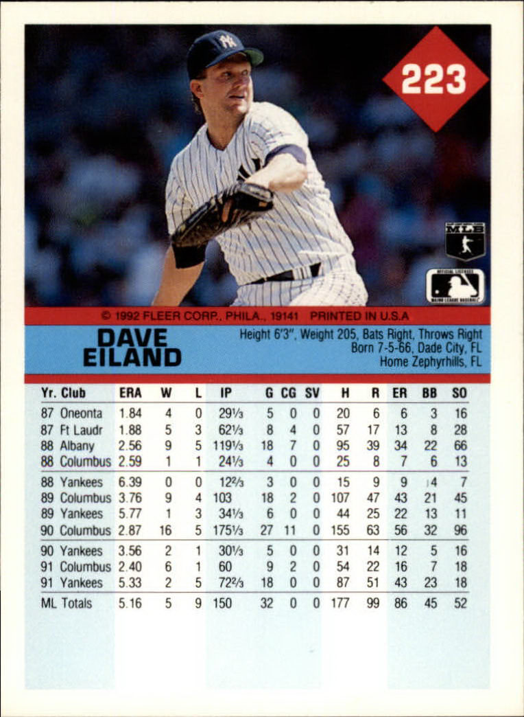 A2094- 1992 Fleer Baseball Card #s 1-250 +Rookies -You Pick- 15+ FREE US SHIP - Picture 443 of 495
